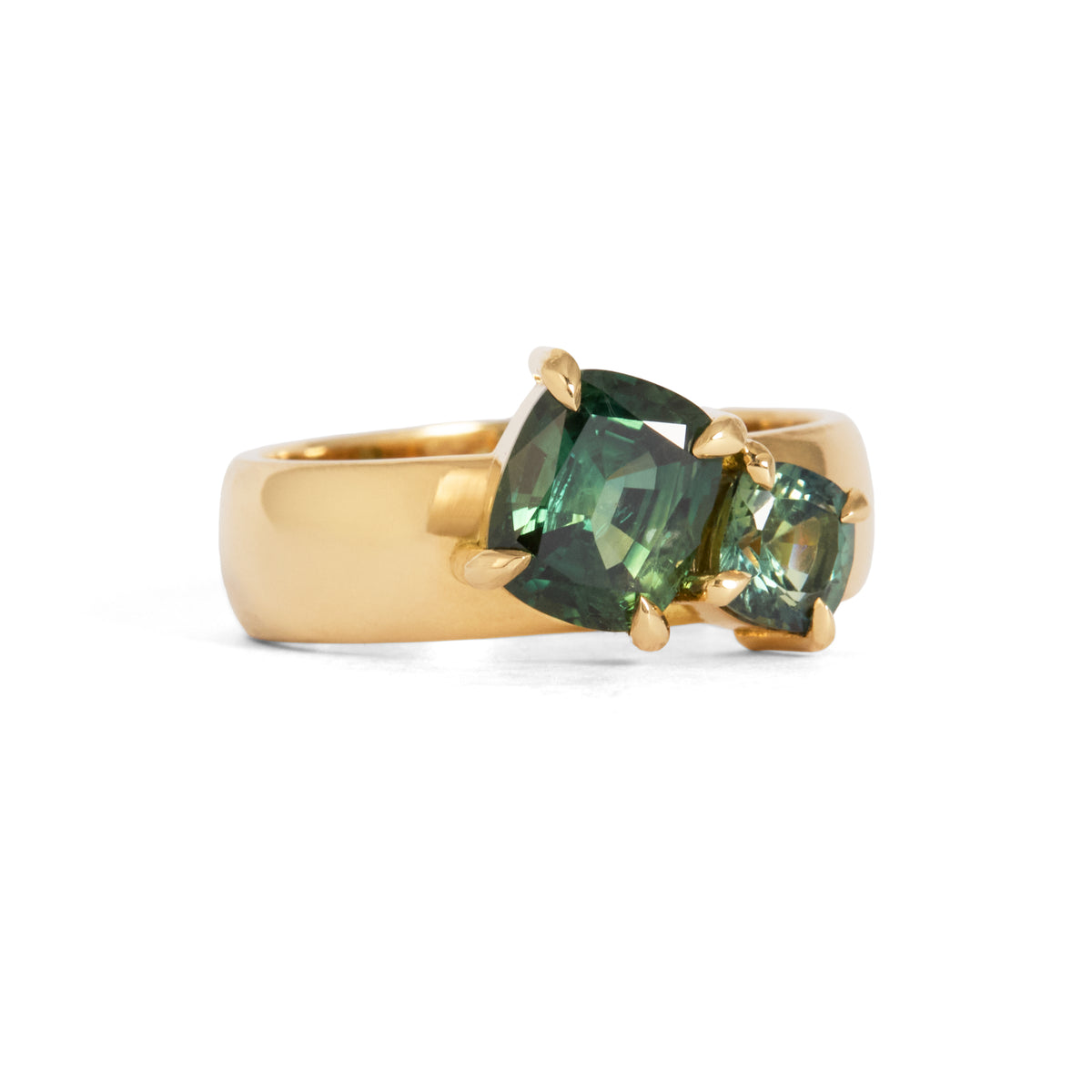 Shadow 1.77ct Cushion Cut Green Sapphire Ring