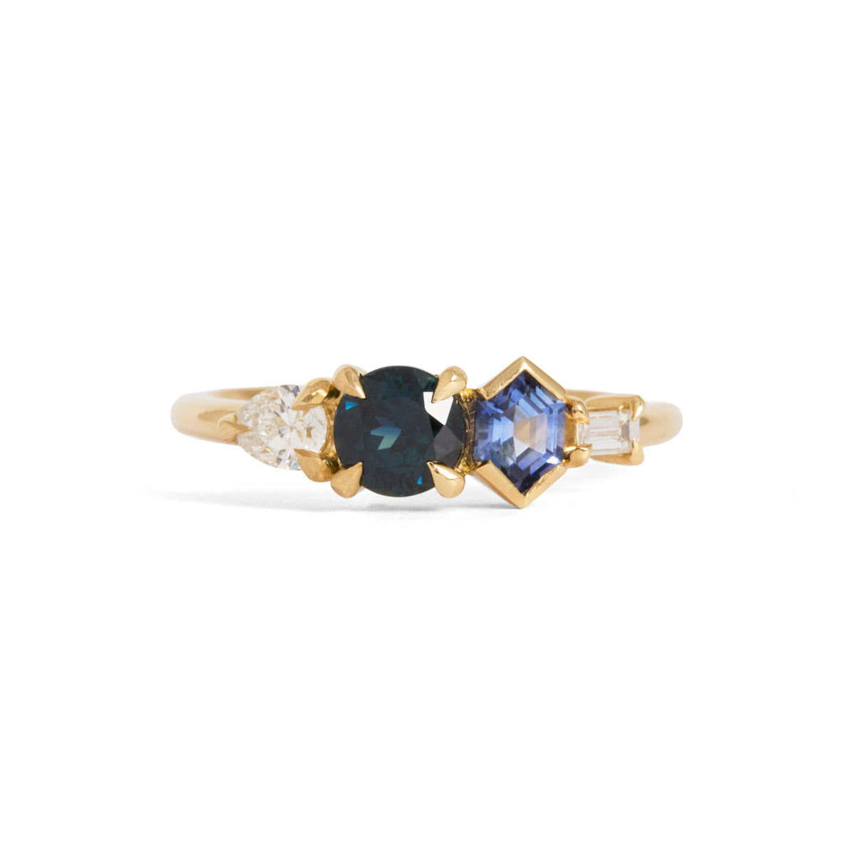 Hail Blue Sapphire & Diamond Cluster Ring