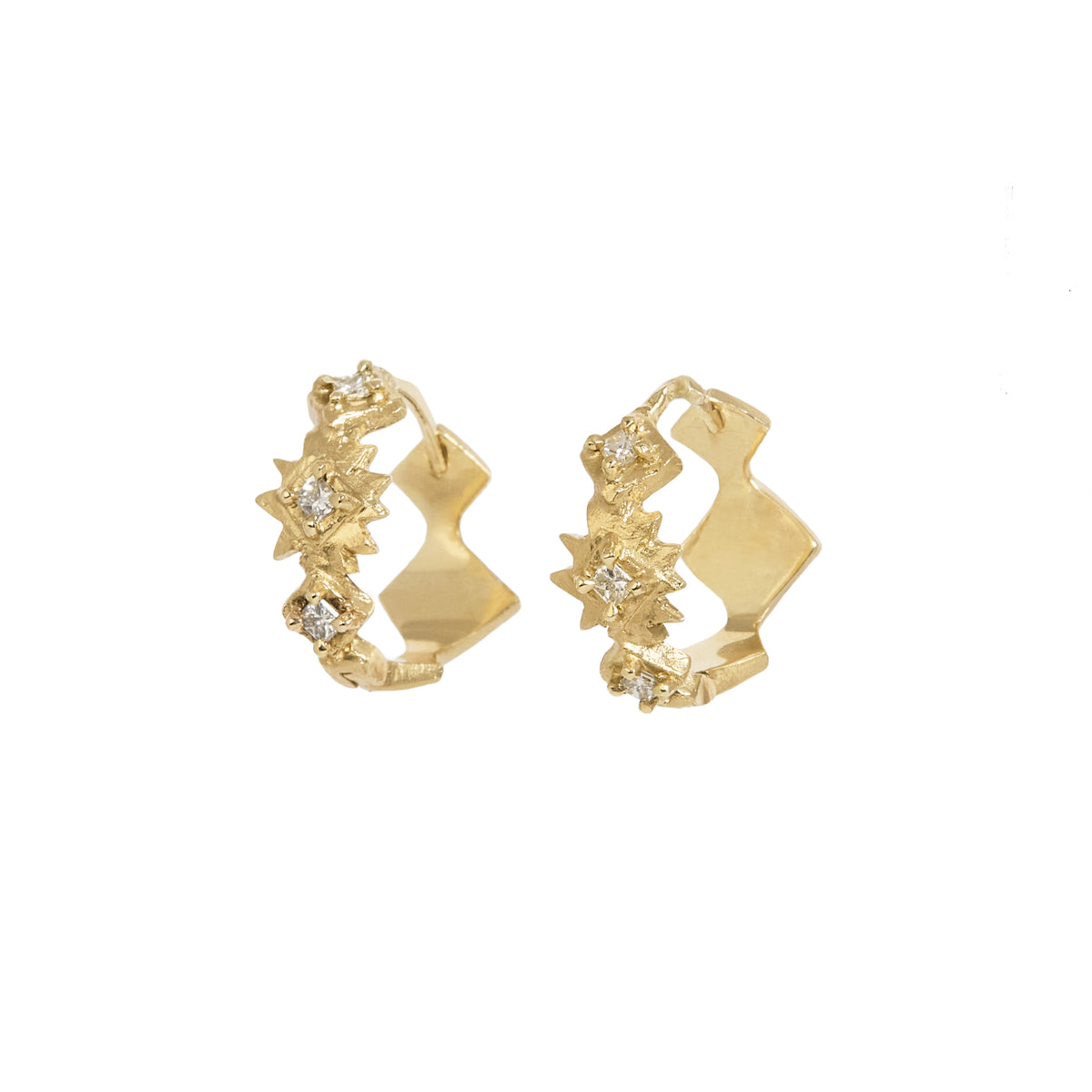 Hanging Planet Diamond Huggie Earrings