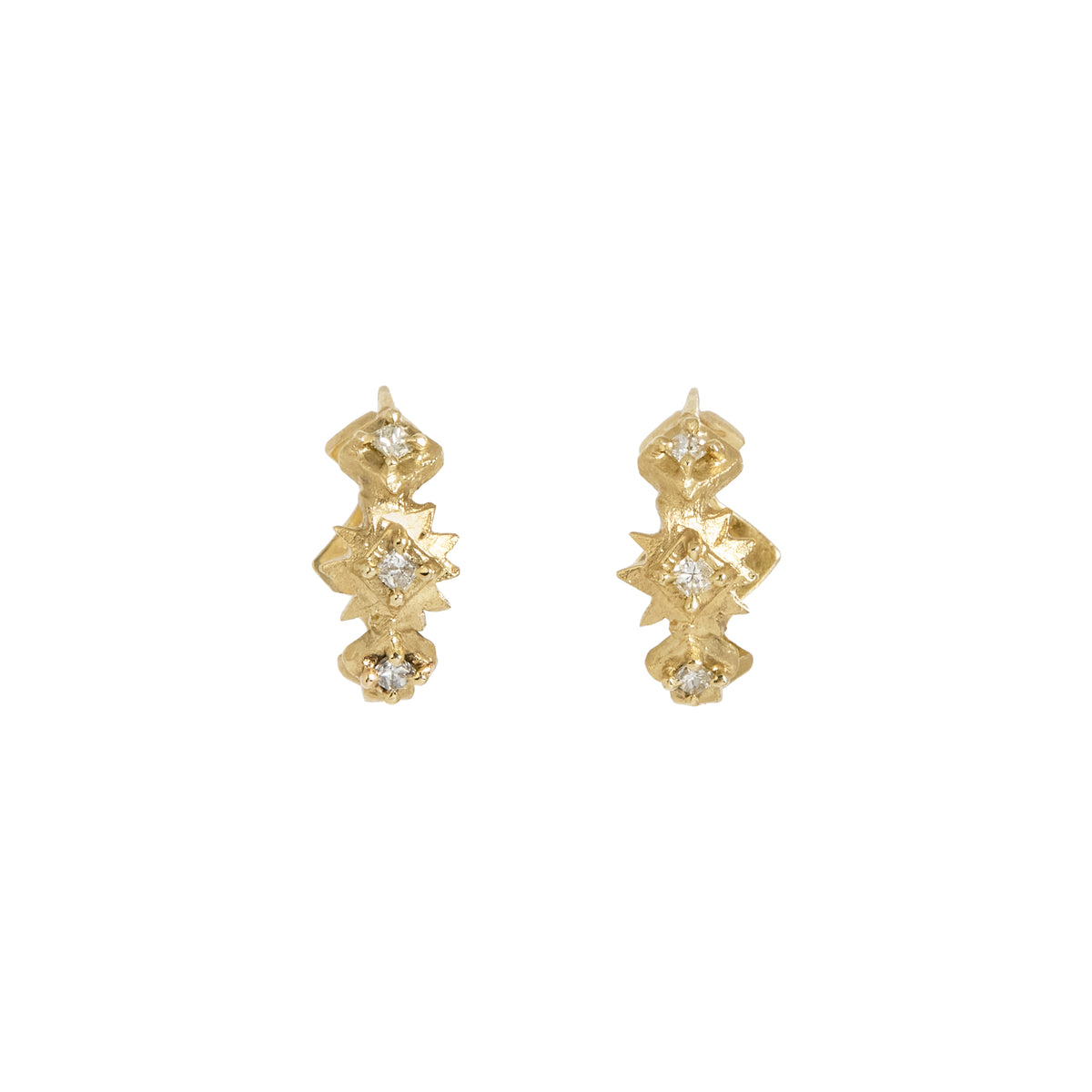 Hanging Planet Diamond Huggie Earrings