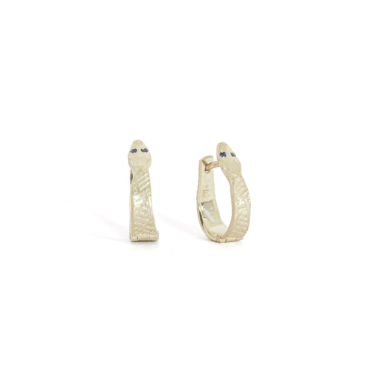 Serpent 8.5mm Blue Sapphire Huggie Hoop Earrings
