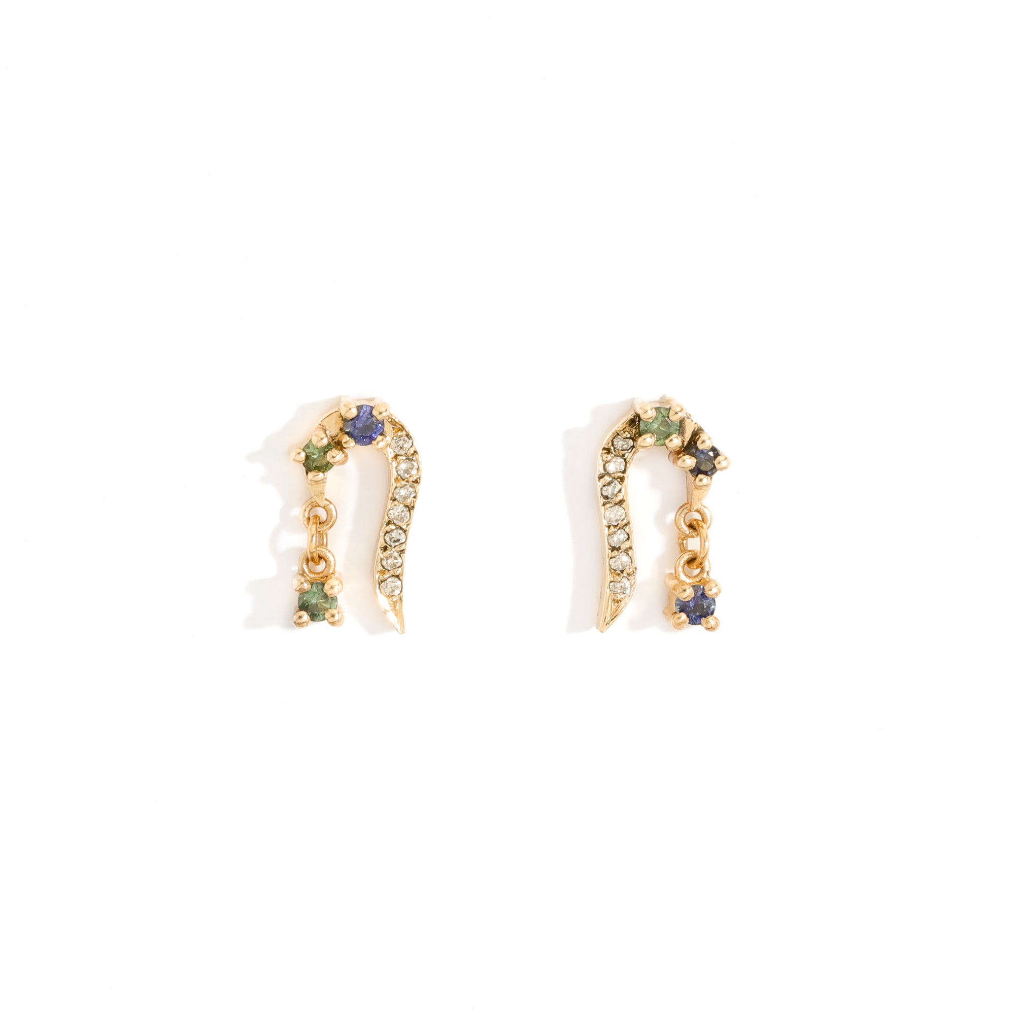 9ct gold diamond and sapphire stud earring