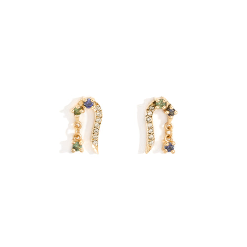 9ct gold diamond and sapphire stud earring