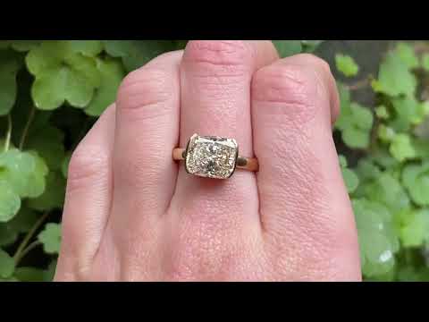 Cushion Cut Champagne Diamond Ring in a Part Bezel Set