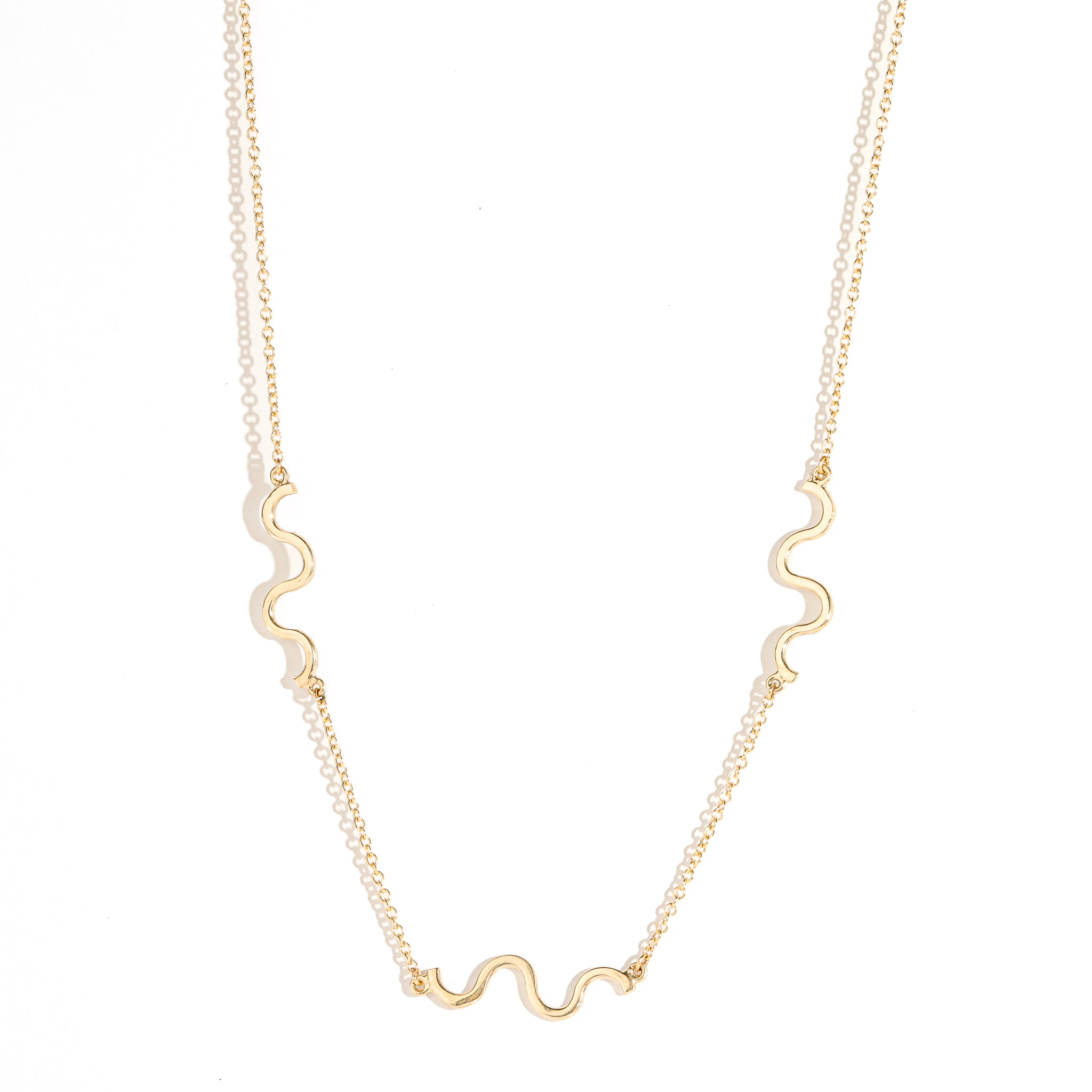 recycled fine 9ct gold chain necklace with 25mm solid gold spiral details