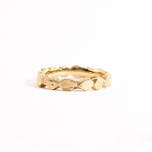 Handcrafted 9 carat yellow gold asteroid ring. 