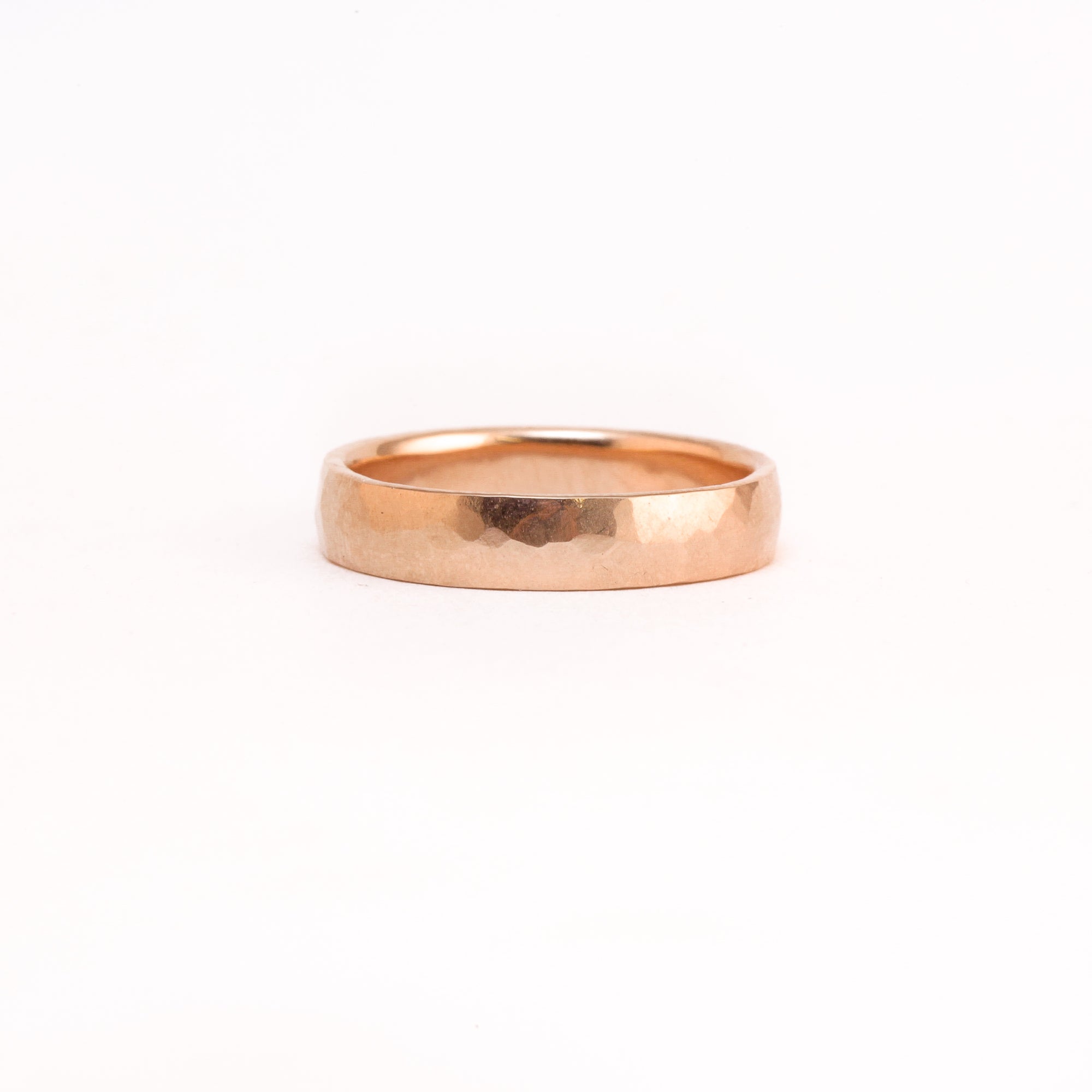 Wide 18ct rose gold hammered finished ring - made in Melbourne.