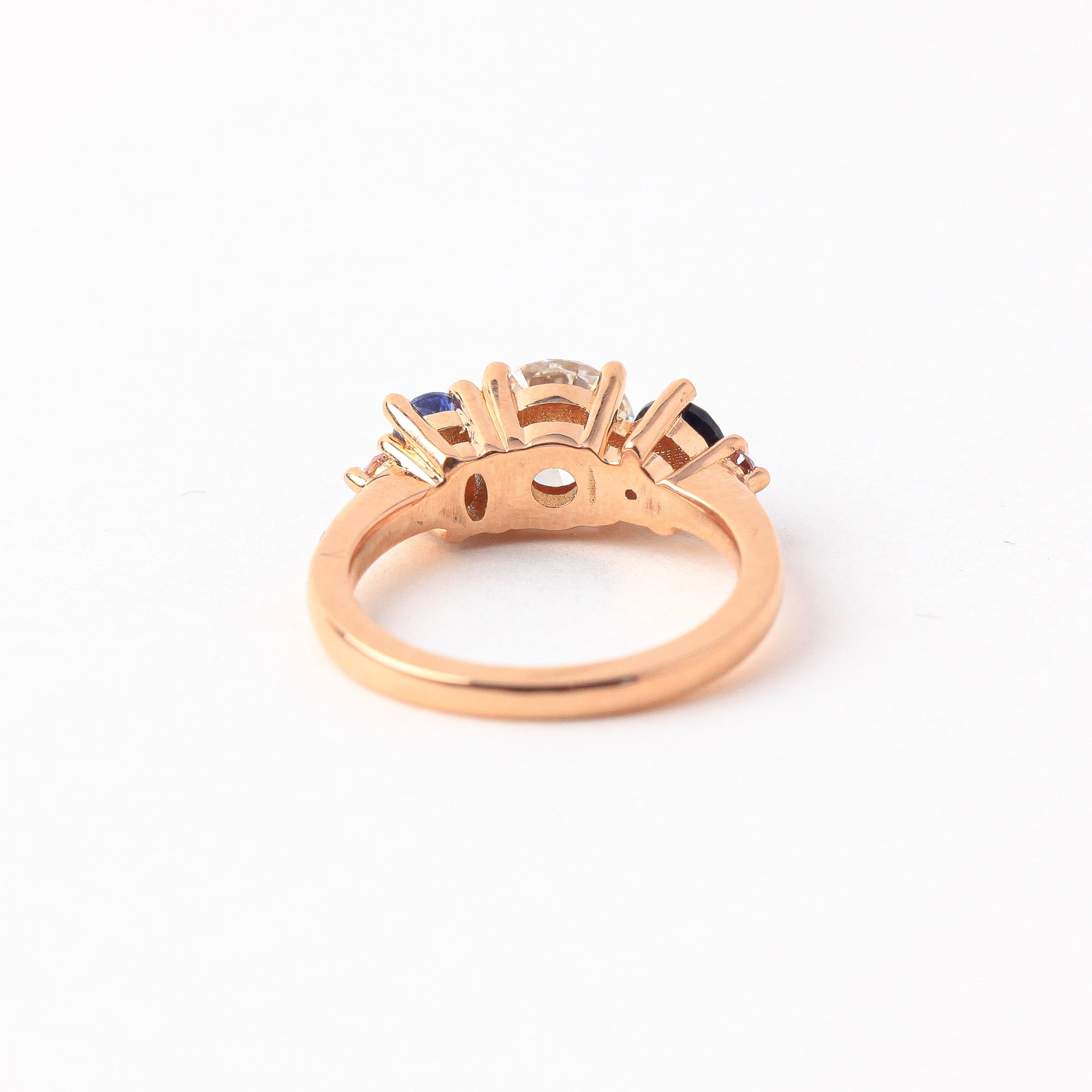 Handmade Diamond and Ethically Sourced Australian Sapphire Cluster Ring in 18ct Rose Gold, Custom, Bespoke