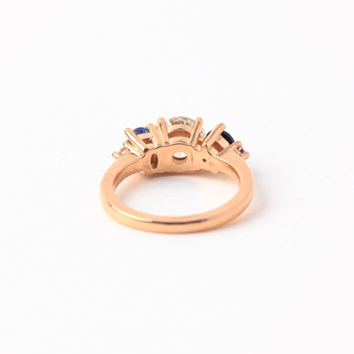 Handmade Diamond and Ethically Sourced Australian Sapphire Cluster Ring in 18ct Rose Gold, Custom, Bespoke