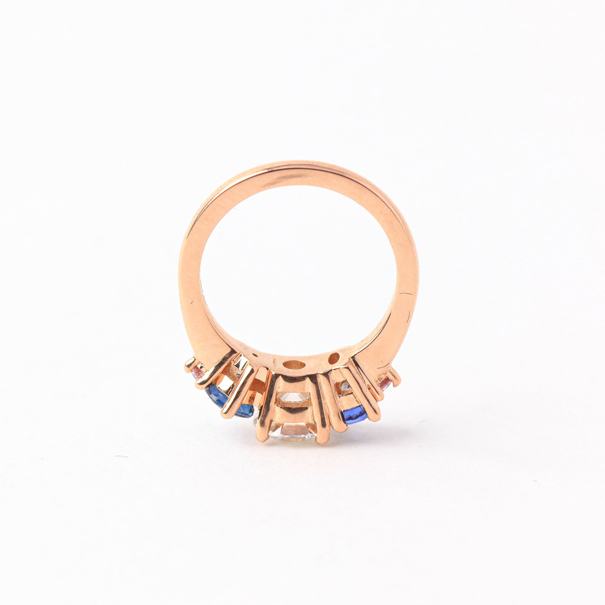 Handmade Diamond and Ethically Sourced Australian Sapphire Cluster Ring in 18ct Rose Gold, Custom, Bespoke
