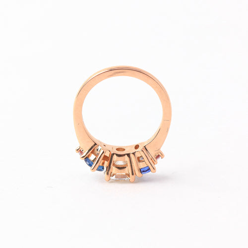 Handmade Diamond and Ethically Sourced Australian Sapphire Cluster Ring in 18ct Rose Gold, Custom, Bespoke