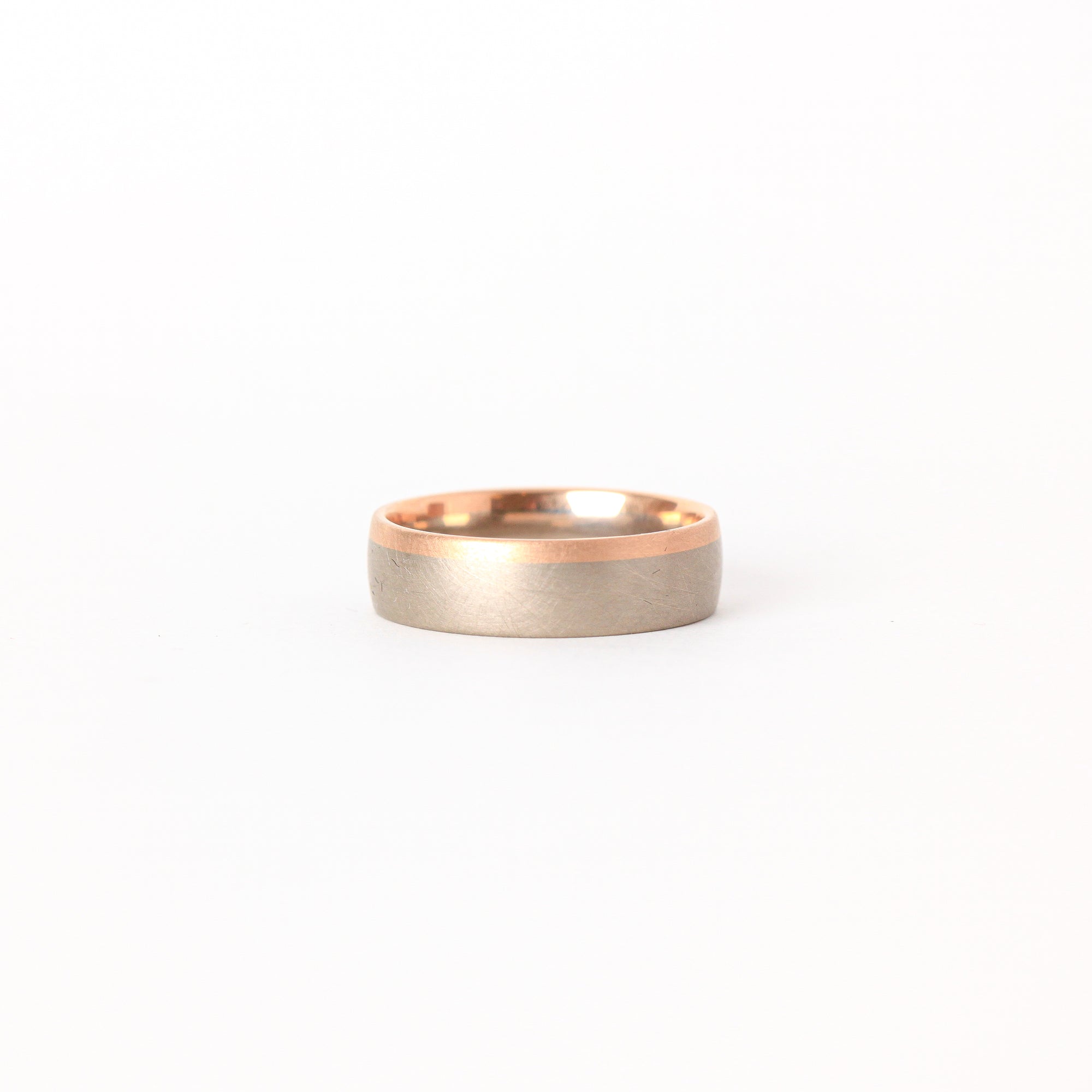 Handmade  Wedding Band in 18ct White and Rose Gold