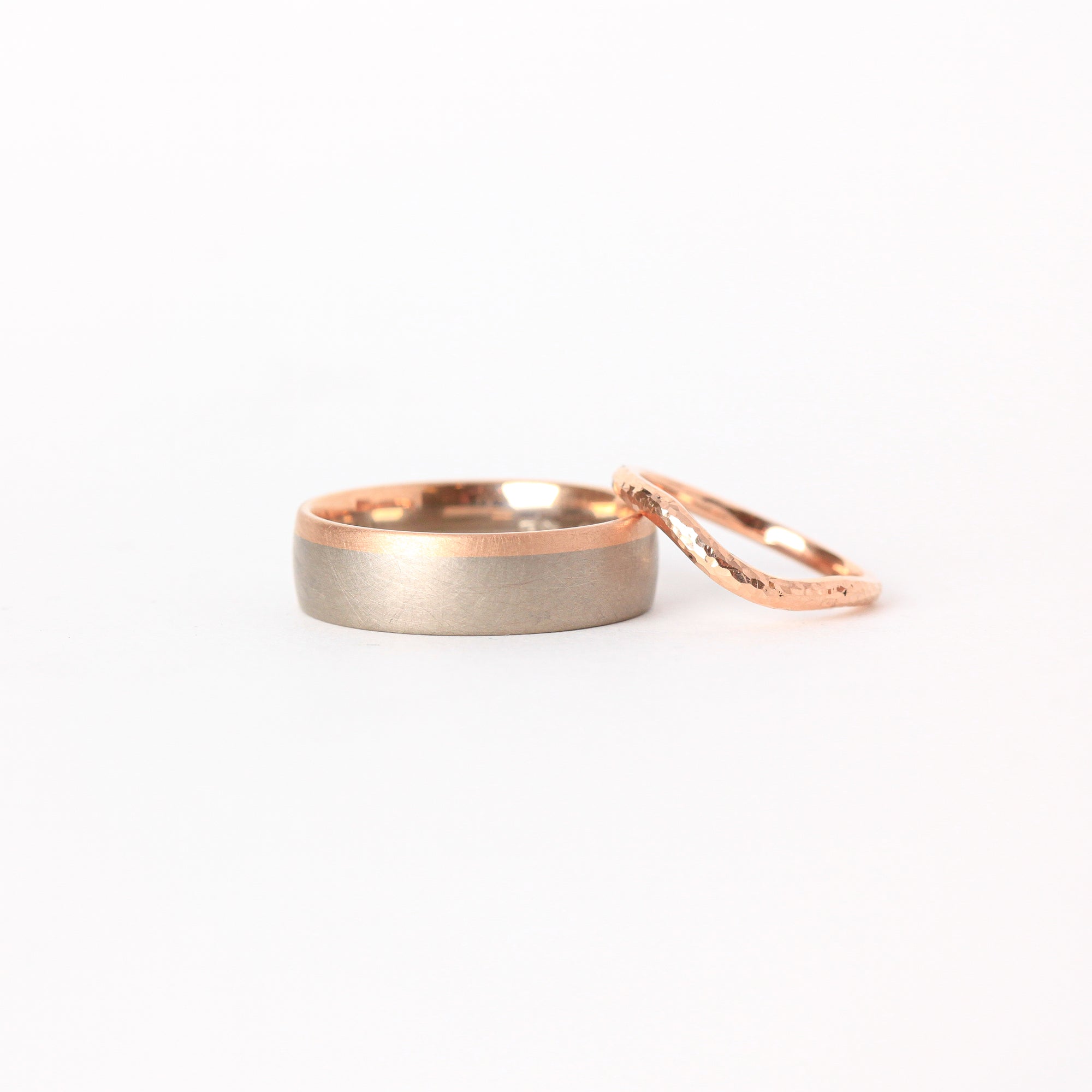 Handmade Wedding Band in 18ct White and Rose Gold