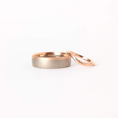 Handmade Wedding Band in 18ct White and Rose Gold