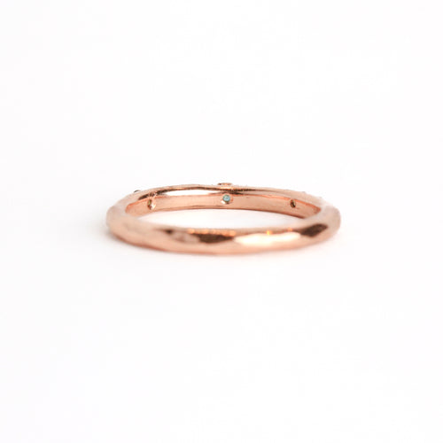 Diamond and sapphire wedding band in 18ct rose gold, bespoke custom handmade.