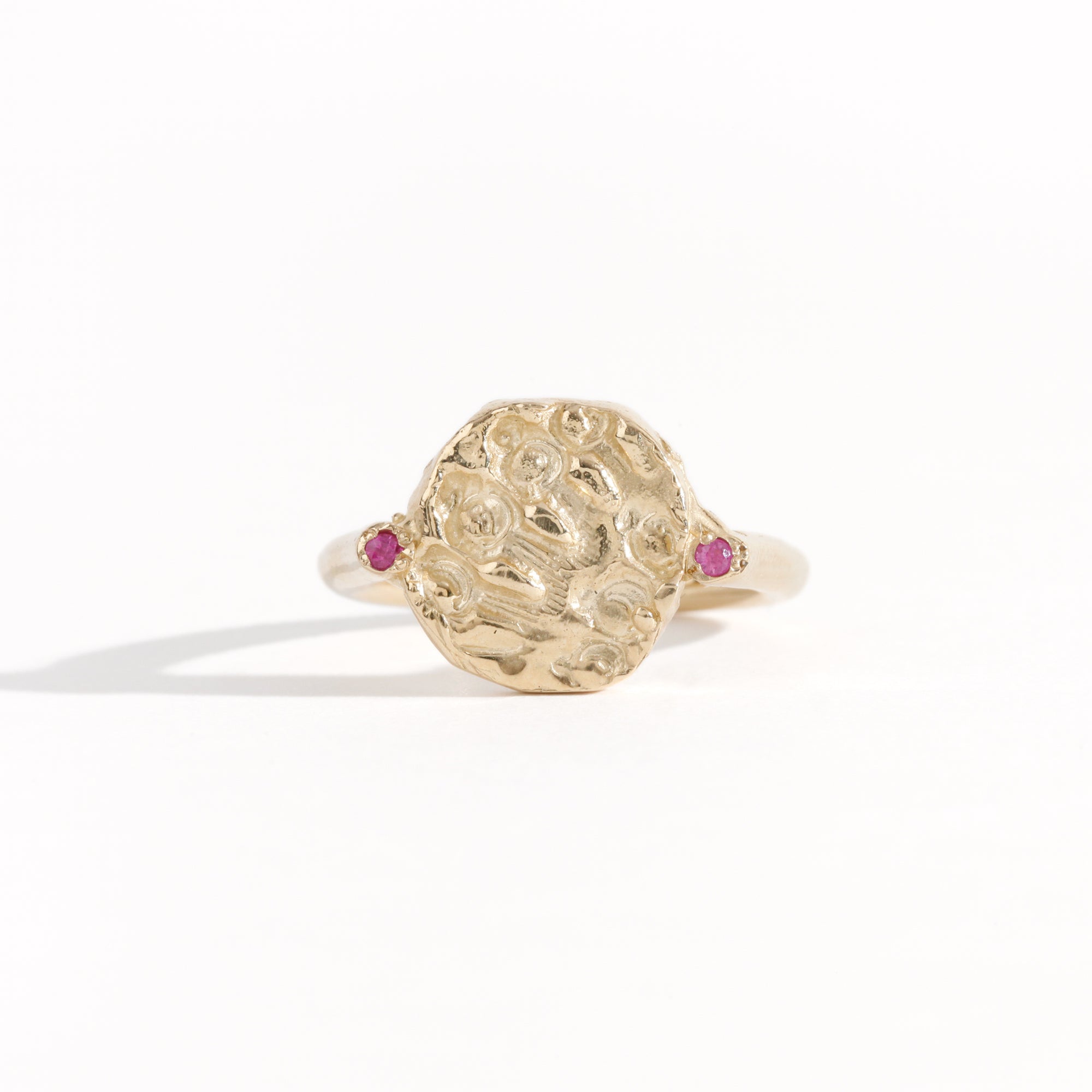 Handmade Signet Ring in 9ct Yellow Gold and Ethically Sourced Pink Ceylon Sapphires, Hand Made Jewellery, Made in Melbourne