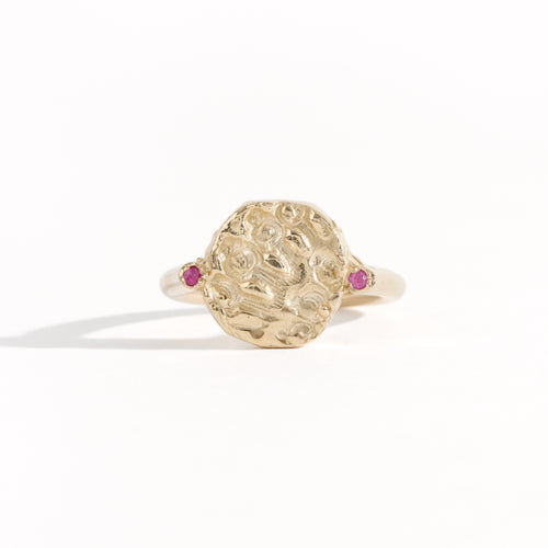 Handmade Signet Ring in 9ct Yellow Gold and Ethically Sourced Pink Ceylon Sapphires, Hand Made Jewellery, Made in Melbourne