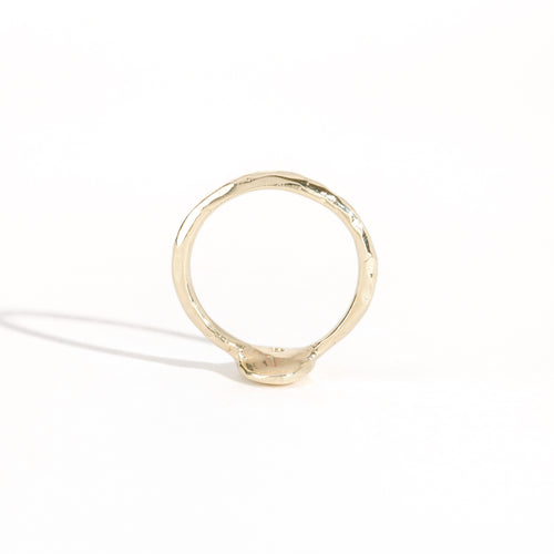 9ct yellow gold signet ring with star set sea-foam coloured sapphire in centre. Bespoke and handmade in Melbourne by Black Finch Jewellery
