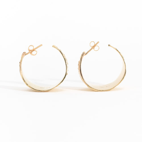 9ct yellow gold textured hoops