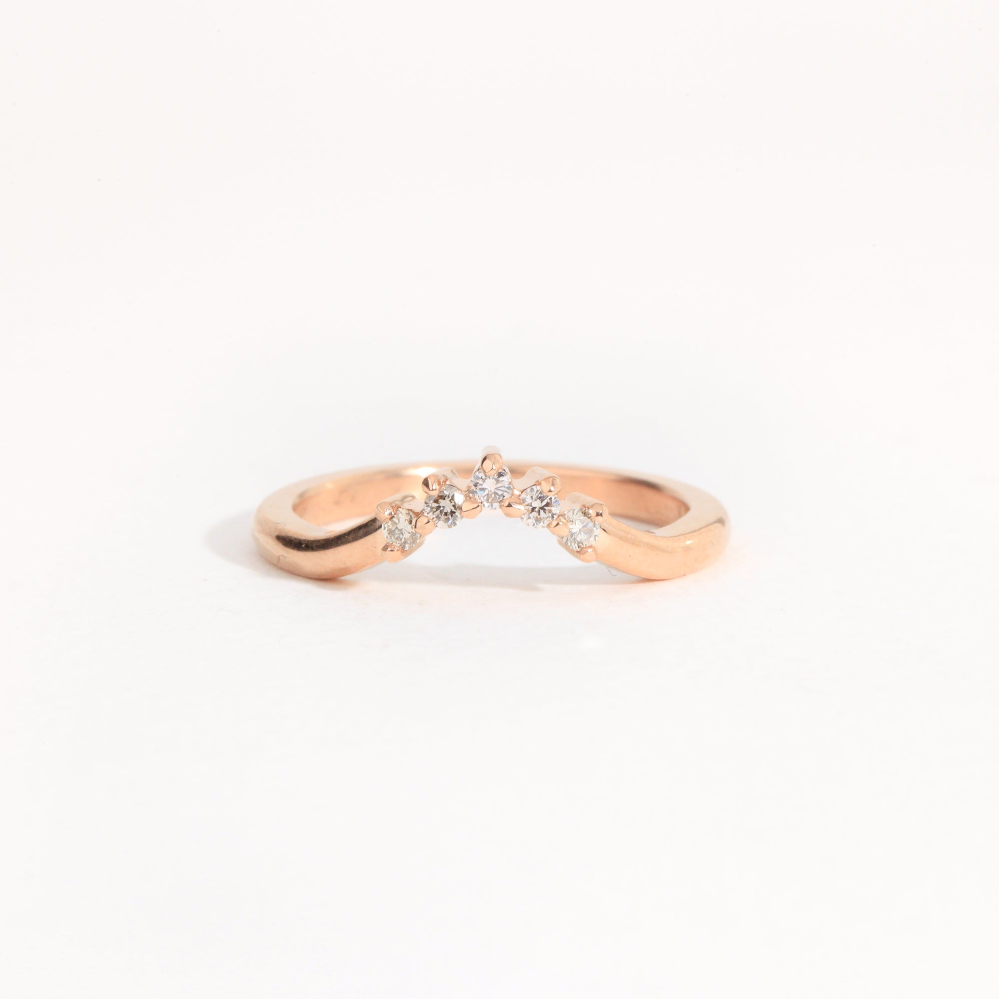 Diamond wedding band in 18ct rose gold, bespoke custom handmade.