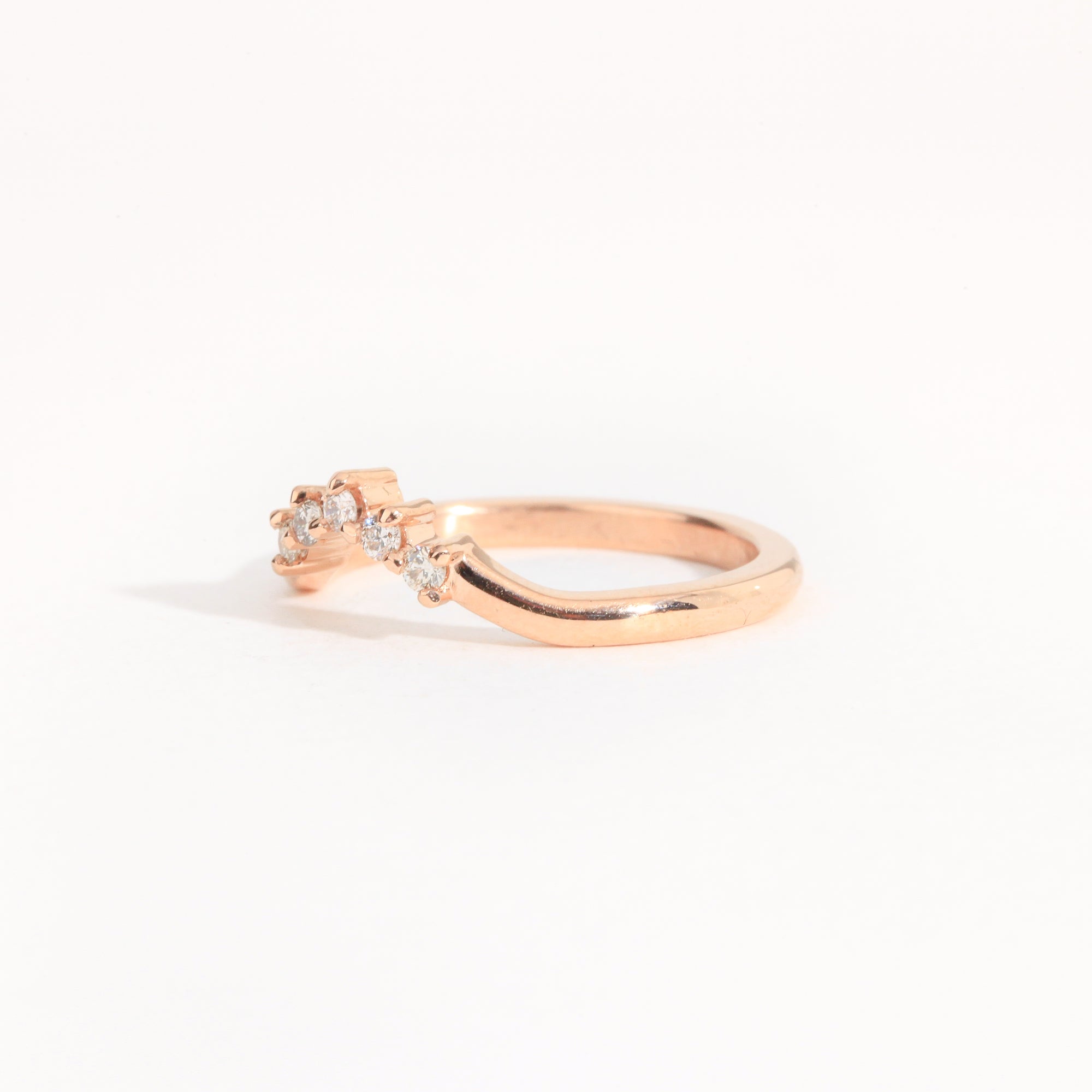 Diamond wedding band in 18ct rose gold, bespoke custom handmade.