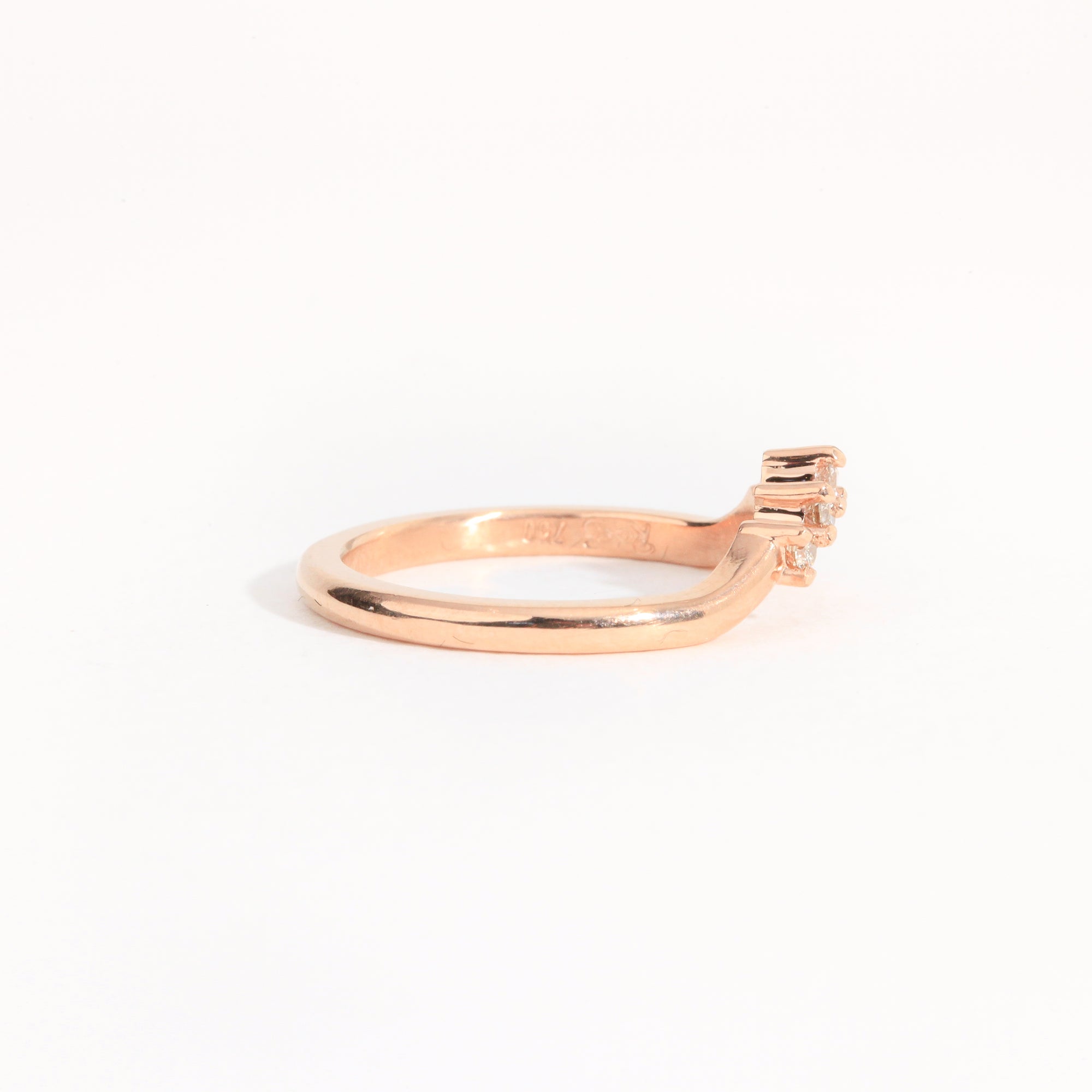 Diamond wedding band in 18ct rose gold, bespoke custom handmade.
