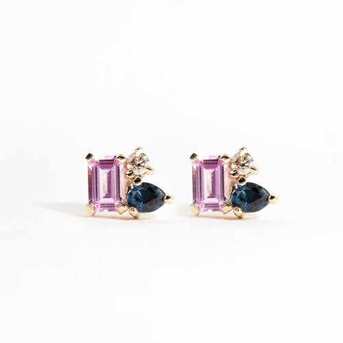 Custom made | Bespoke | Venus Studs | Australian Sapphire and Diamond Studs | Black Finch Jewellery | Melbourne