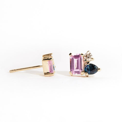 Custom made | Bespoke | Venus Studs | Australian Sapphire and Diamond Studs | Black Finch Jewellery | Melbourne