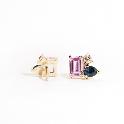 Custom made | Bespoke | Venus Studs | Australian Sapphire and Diamond Studs | Black Finch Jewellery | Melbourne