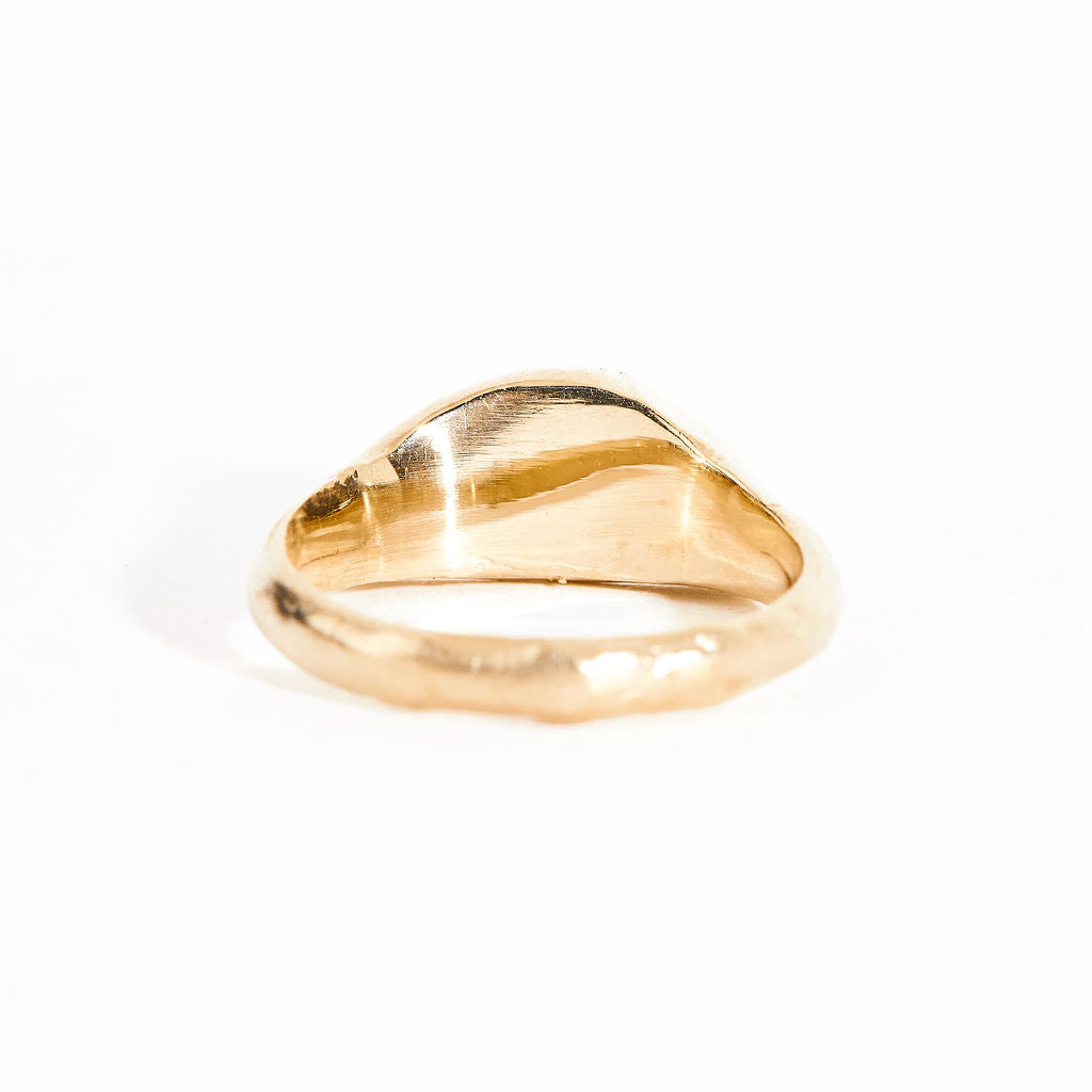 Pink Ceylon Sapphire and Diamond Signet Handmade Ring in 9ct Yellow Gold