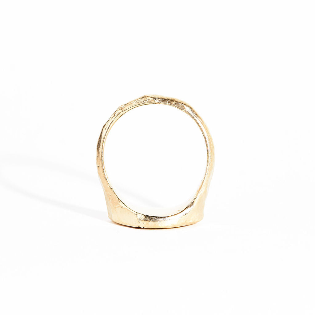 Crescent Signet set with Blue Sapphires and Diamonds