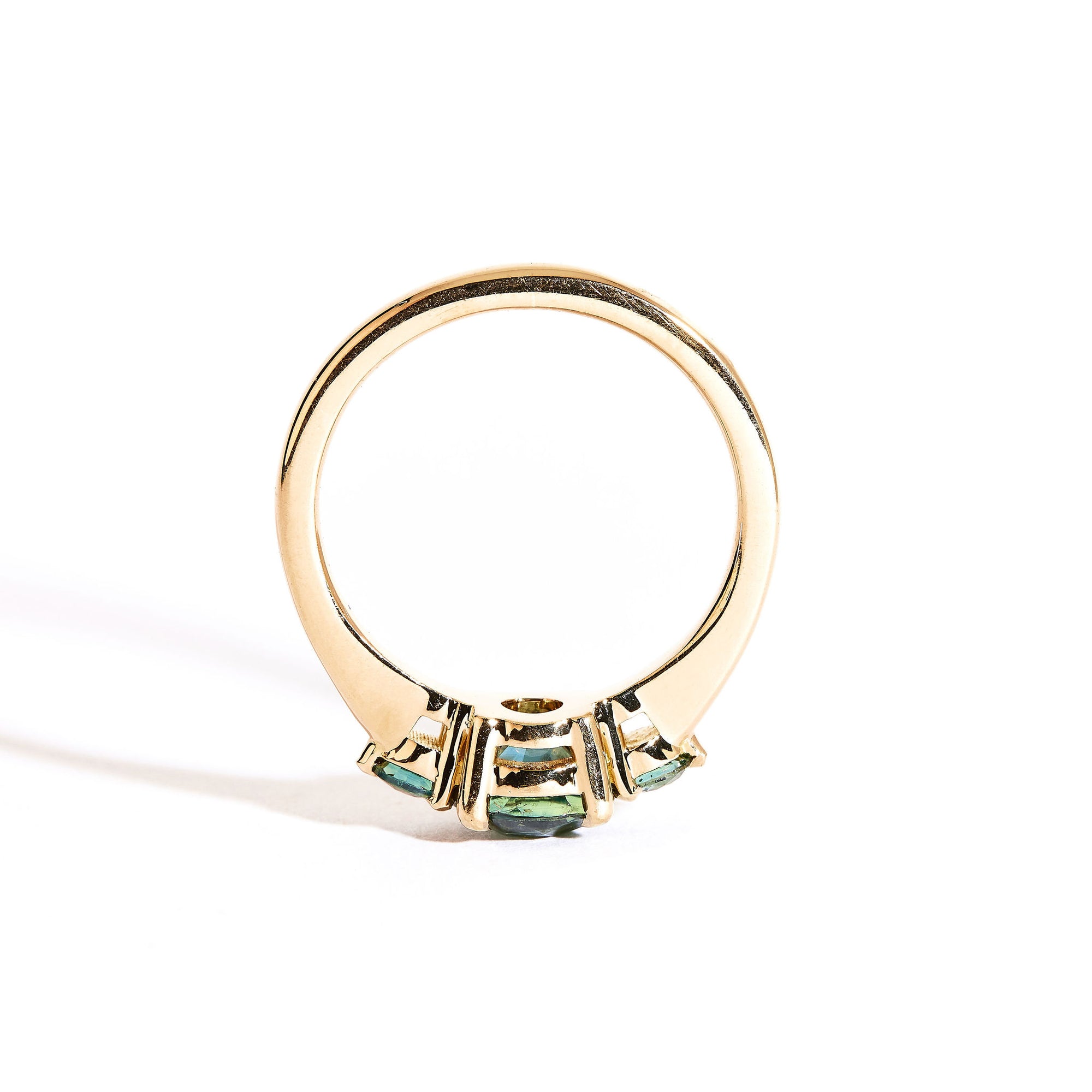 Blue and Teal Sapphire Engagement Ring in 18ct Yellow Gold