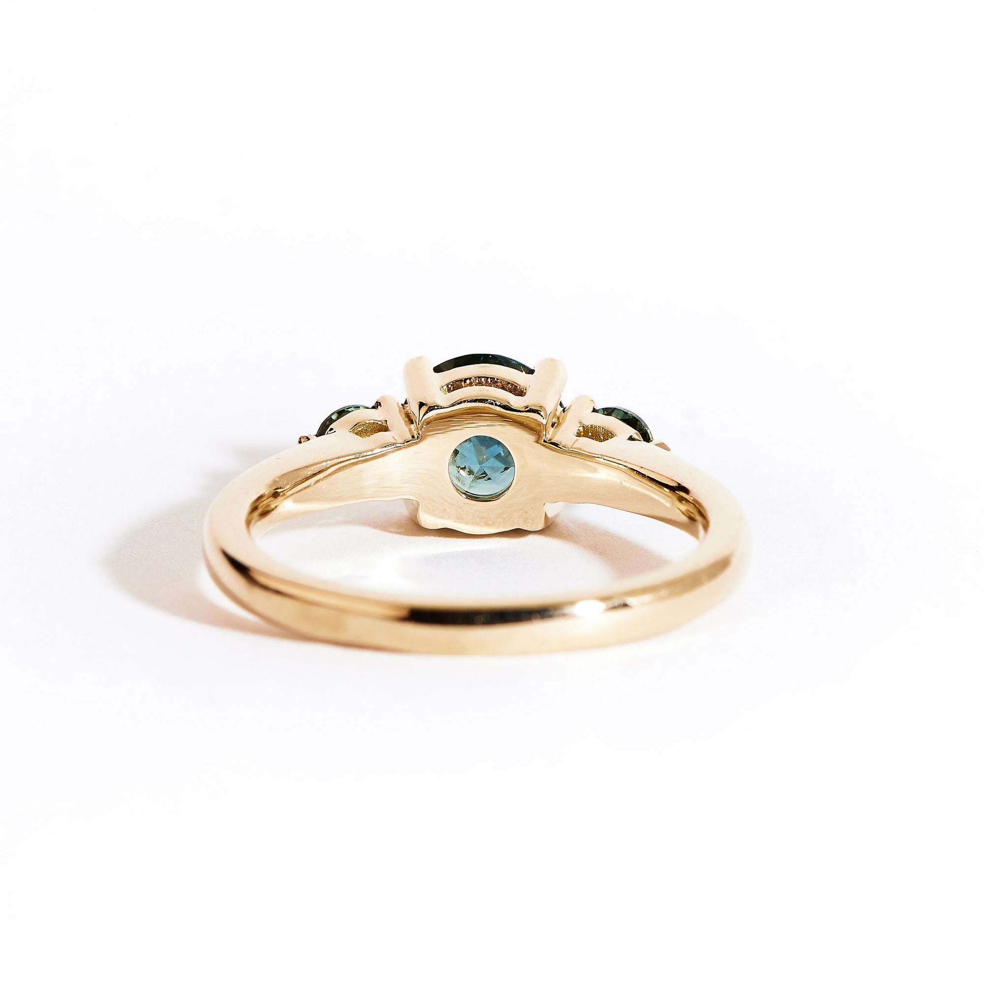 Blue and Teal Sapphire Engagement Ring in 18ct Yellow Gold