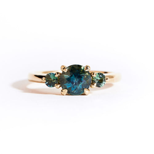 Blue and Teal Sapphire Engagement Ring in 18ct Yellow Gold