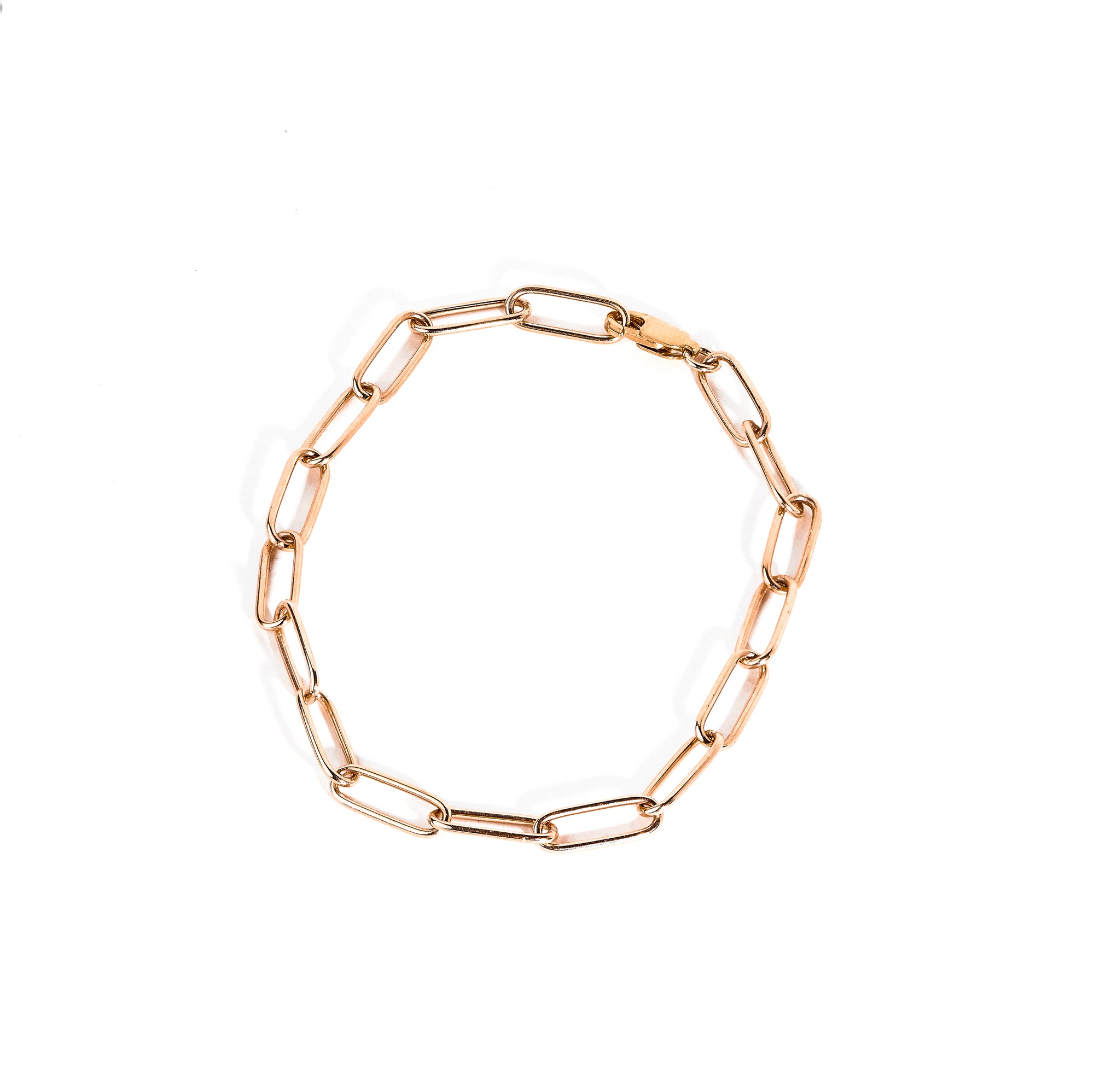 Small 'paperclip' style links in solid 9ct rose gold