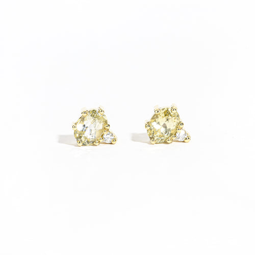 Yellow sapphire and white diamond earrings crafted in 9ct yellow gold by Black Finch