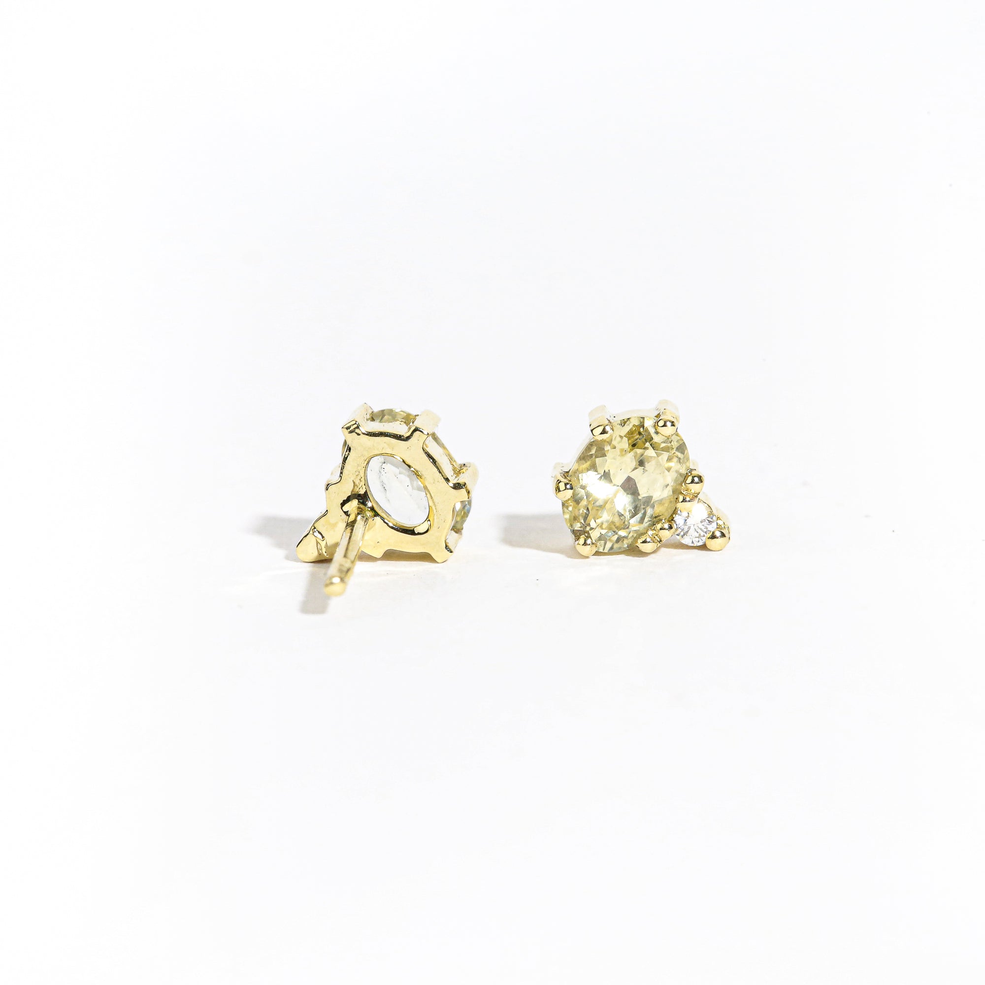 Yellow sapphire and white diamond earrings crafted in 9ct yellow gold by Black Finch