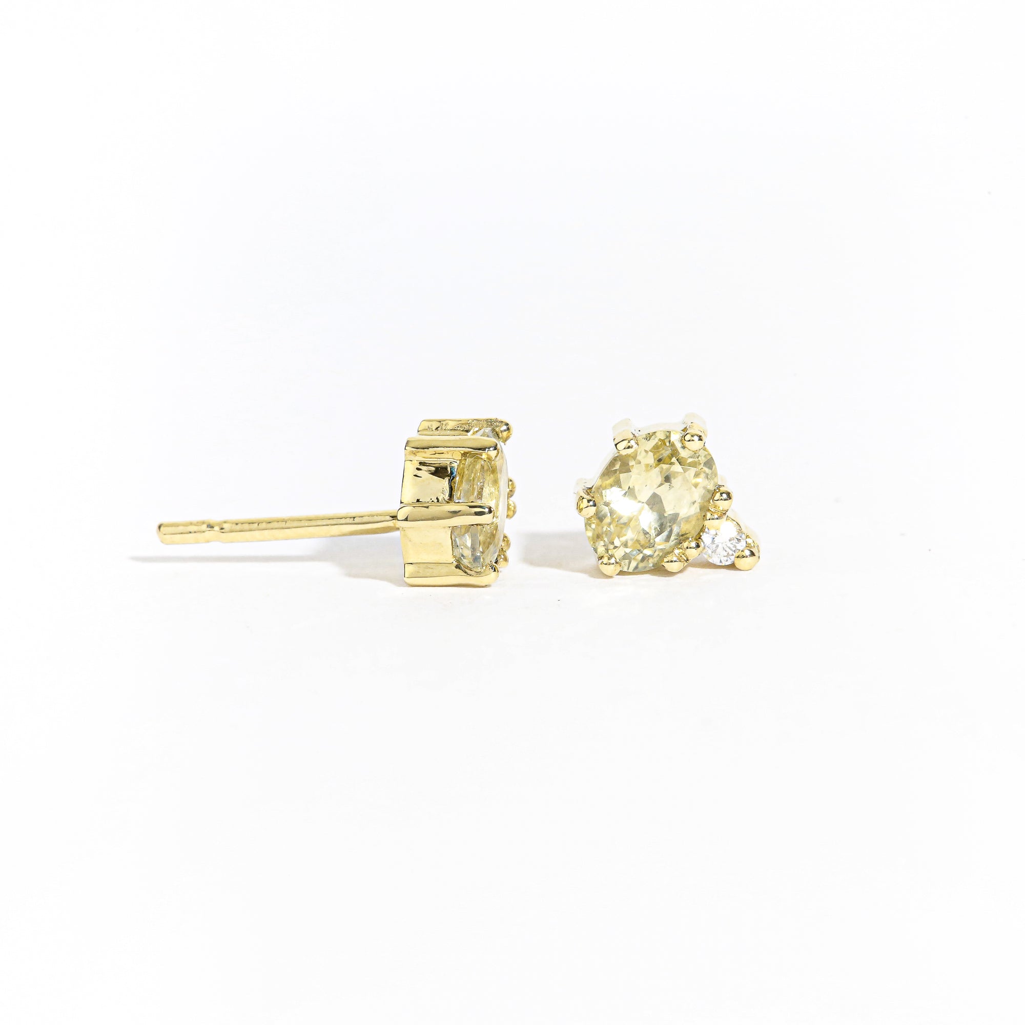 Yellow sapphire and white diamond earrings crafted in 9ct yellow gold by Black Finch
