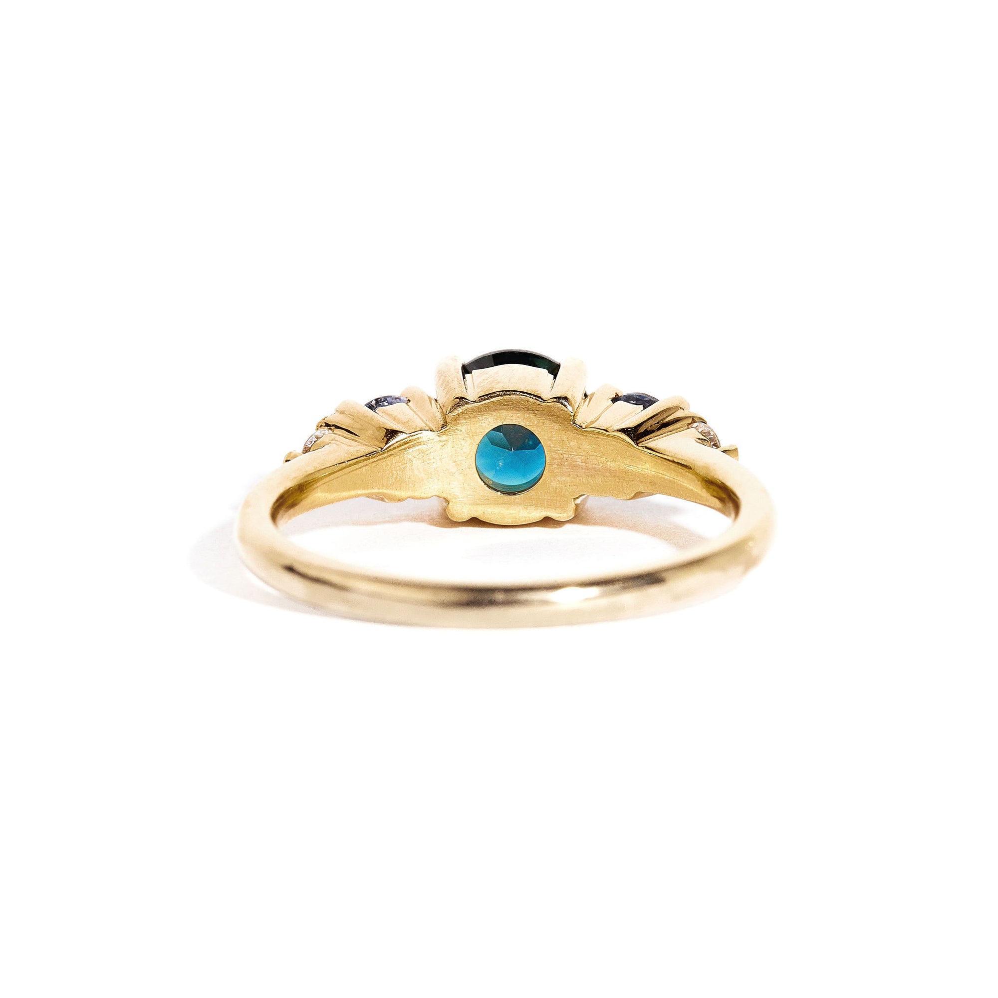 Australian Sapphires and Diamond Ring | Handmade Engagement Ring in 18ct Yellow Gold
