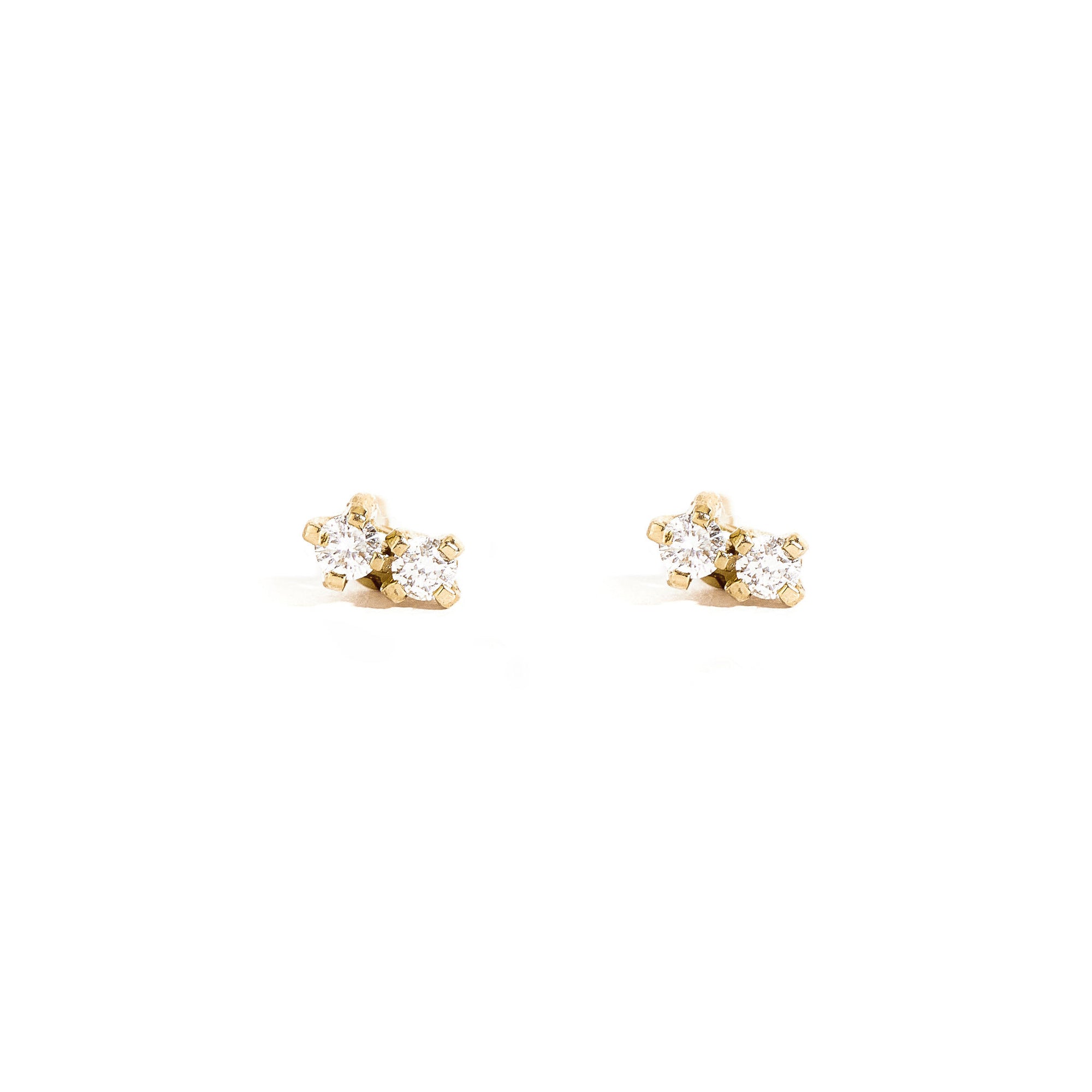 Two Stone Diamond Earrings in 9ct Gold