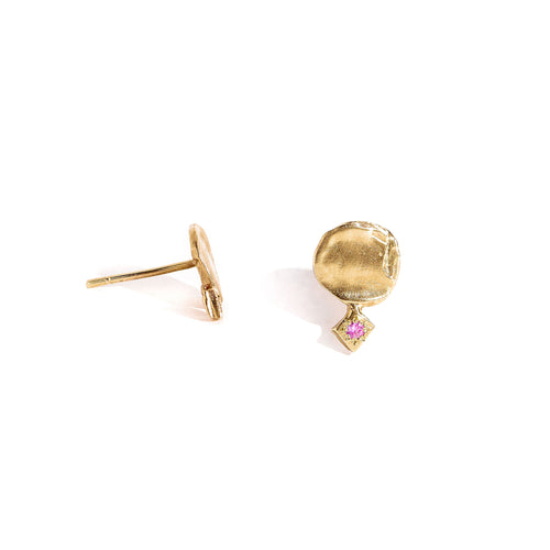 9ct Yellow Gold Earrings with Pink Sapphire