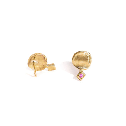 9ct Yellow Gold Earrings with Pink Sapphire