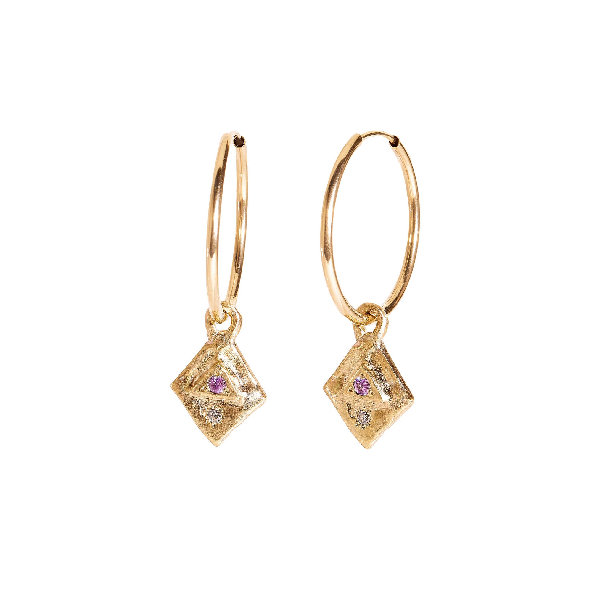  Pink Sapphire and Diamond Earrings in 9ct Yellow Gold 