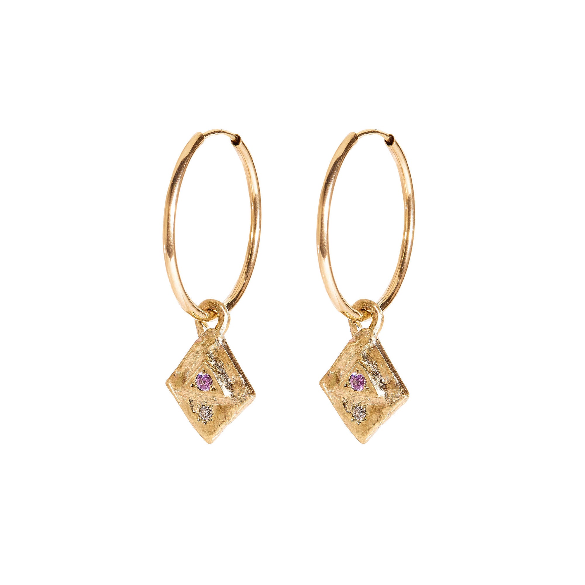  Pink Sapphire and Diamond Earrings in 9ct Yellow Gold 