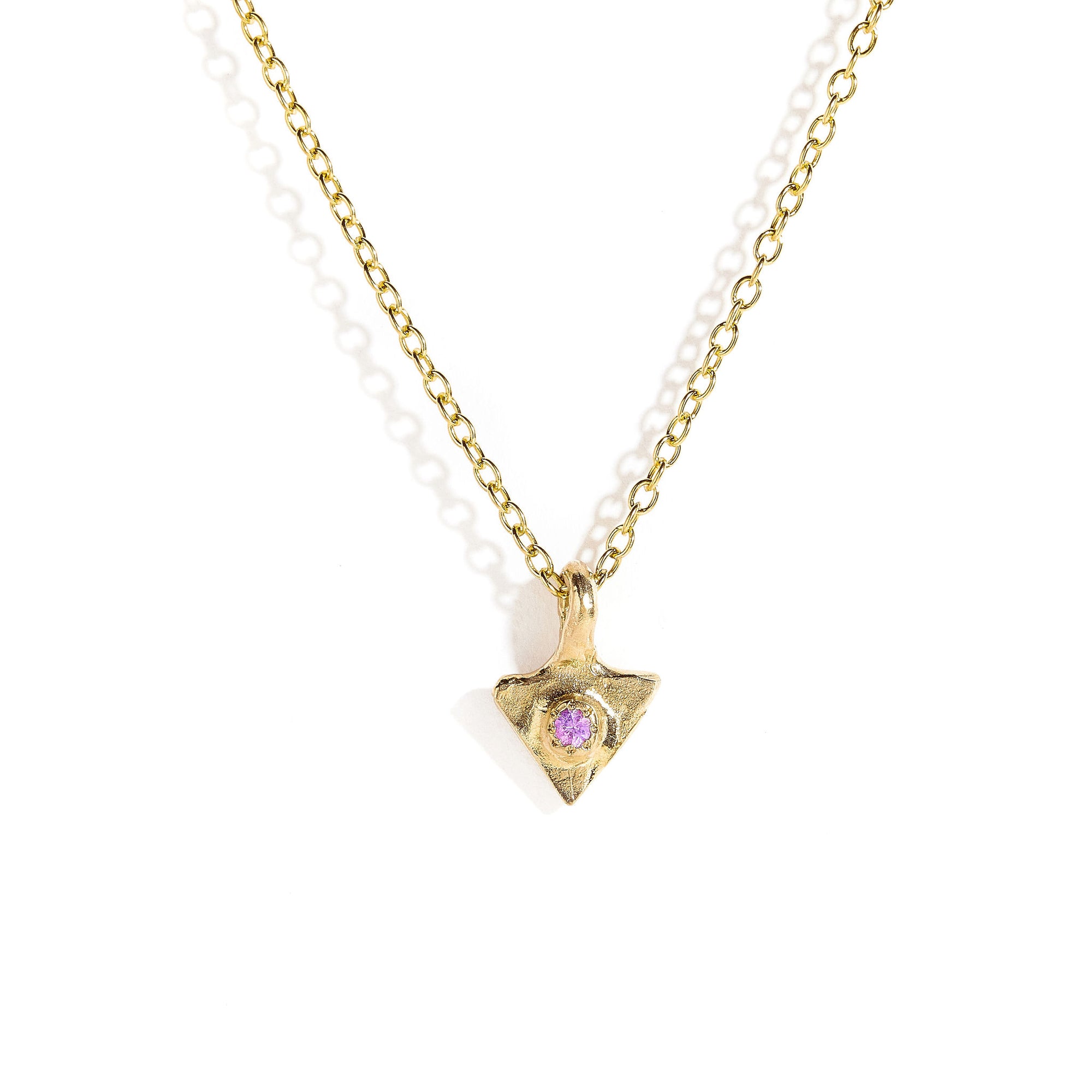 Pink Sapphire and Yellow Gold Pendant