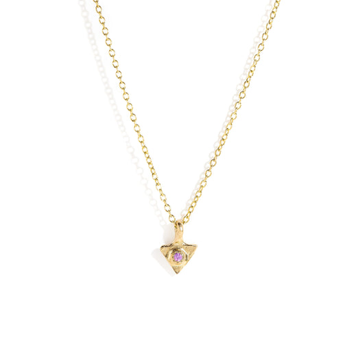 Pink Sapphire and Yellow Gold Pendant