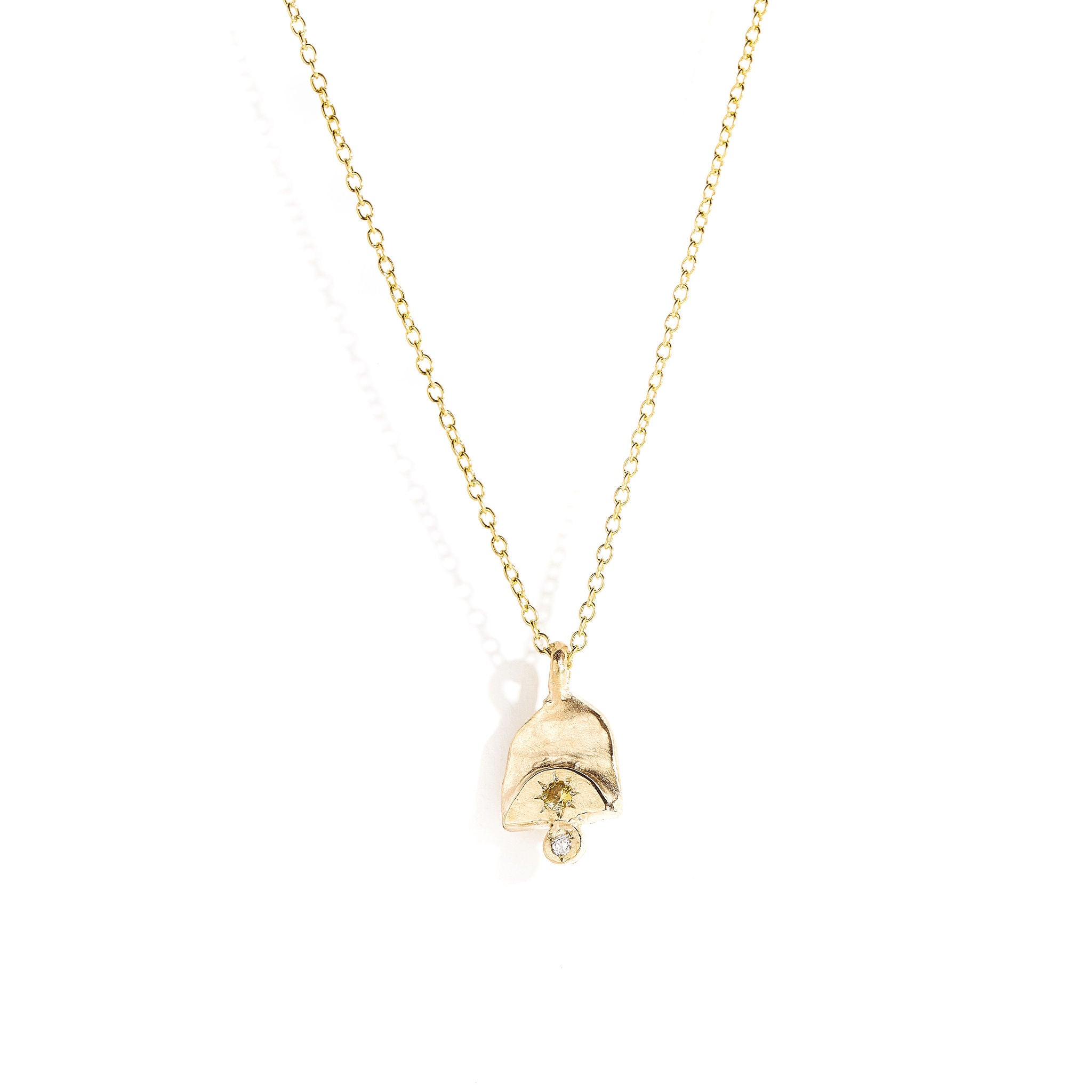 Yellow sapphire and white diamond pendant in 9 carat yellow gold. 