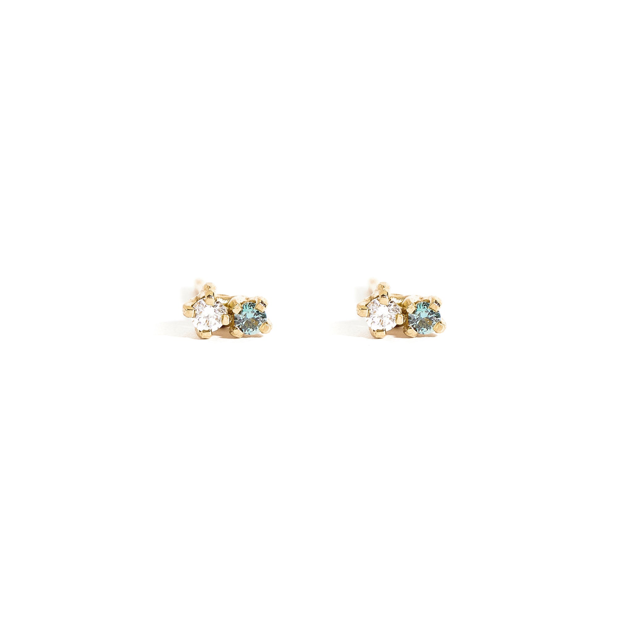 Teal Sapphire and Diamond Handmade Earrings in 9ct Gold 