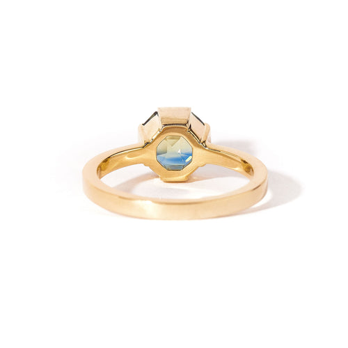 Solitaire Asscher Cut Sapphire in 18ct Yellow Gold