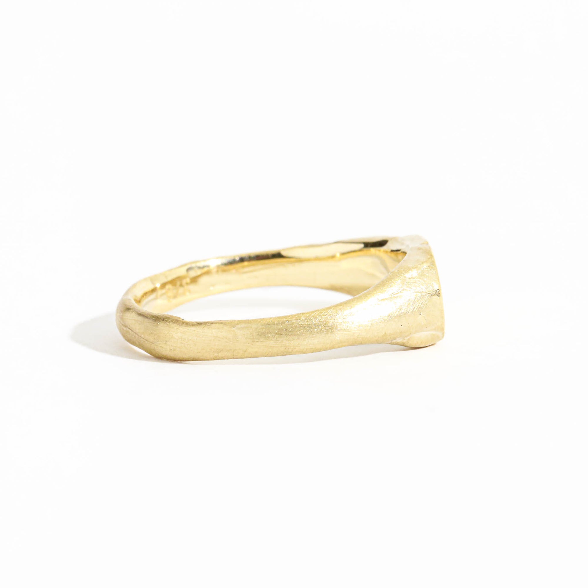 Signet Ring with Princess Cut White Diamond in 9ct Yellow Gold 